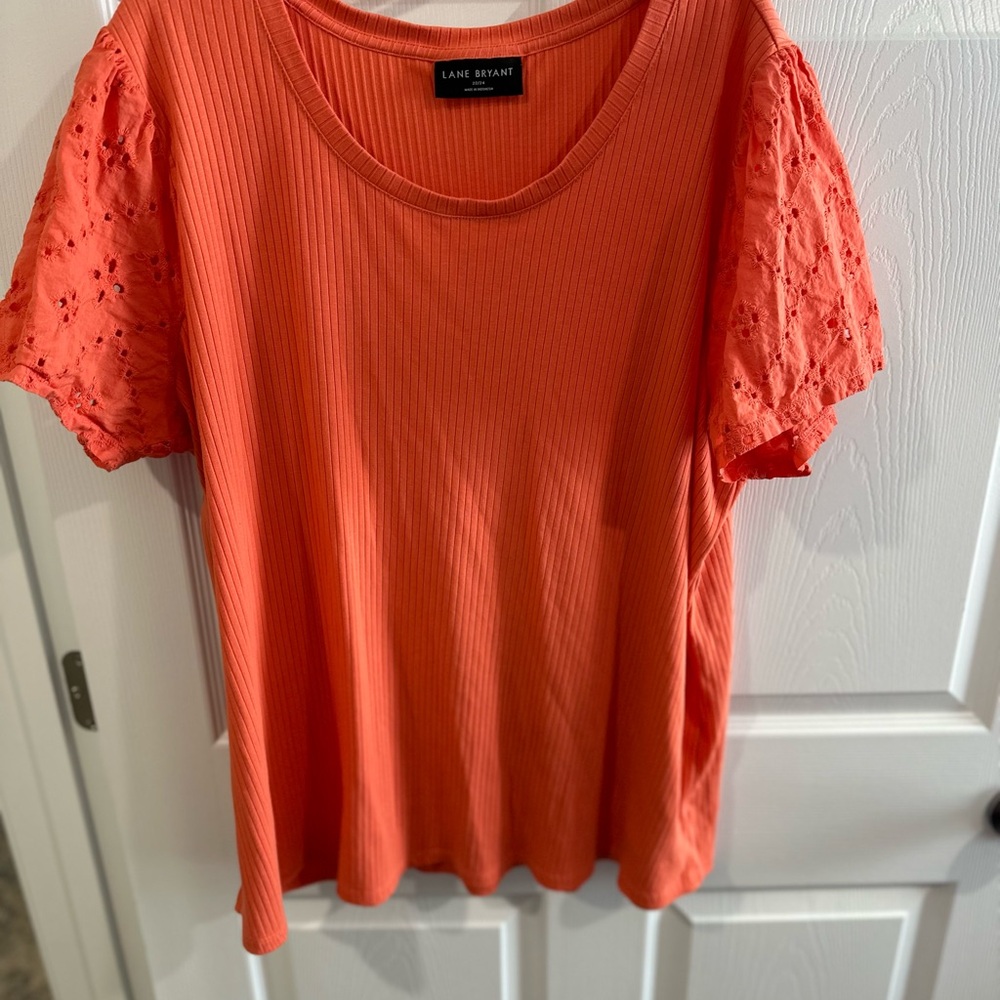 Lane Bryant Vibrant Orange Short Sleeve Top